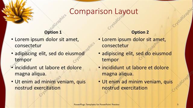 Comparison presentation slide layout