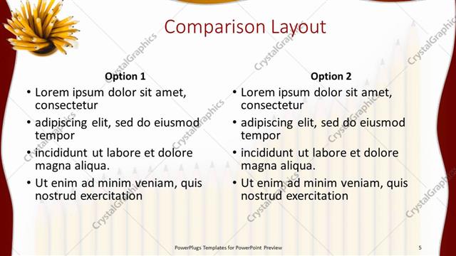 Comparison presentation slide layout