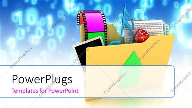  Presentation with music folder - A collection of music related items with bluish background