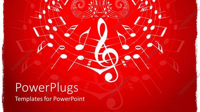  Presentation with music - A collection of music signs with red background