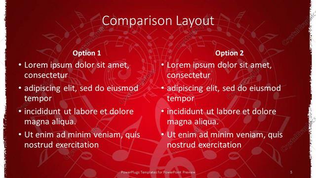 Comparison presentation slide layout