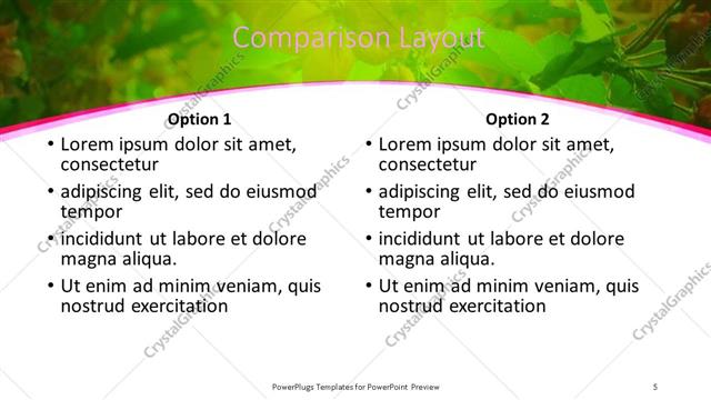 Comparison presentation slide layout