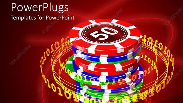  Presentation with gambling - A collection of poker chips being encircled with digits