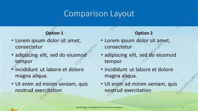 Comparison presentation slide layout