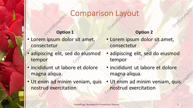 Comparison presentation slide layout