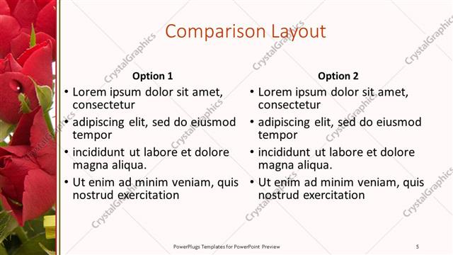 Comparison presentation slide layout