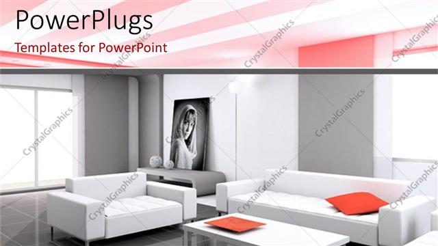  Presentation with furniture - A collection of stylish furniture and a picture of a female in a room