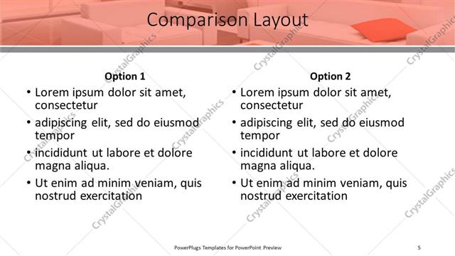 Comparison presentation slide layout