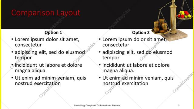 Comparison presentation slide layout