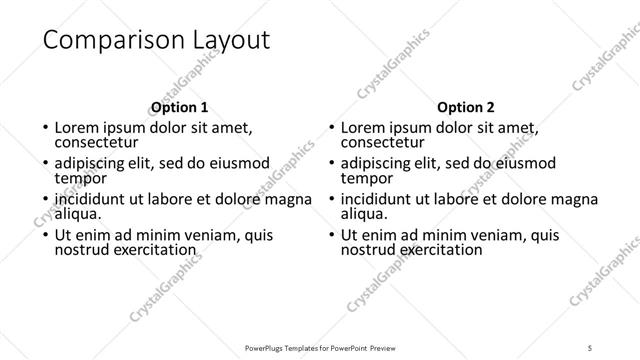 Comparison presentation slide layout