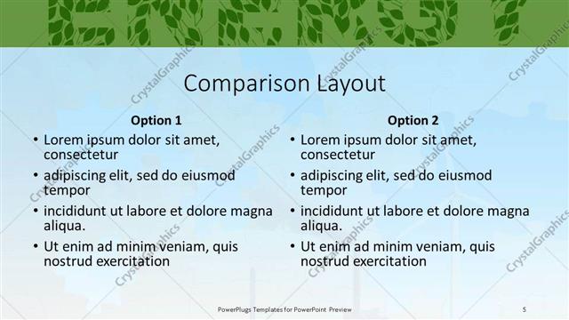 Comparison presentation slide layout