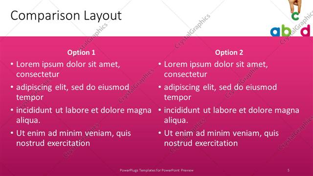 Comparison presentation slide layout
