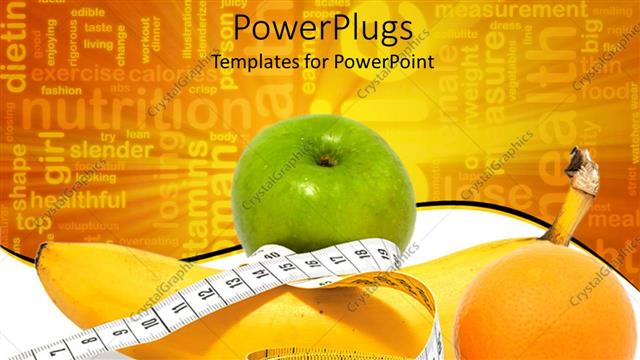  Presentation with diet - A collection of various fruits and a measuring tape