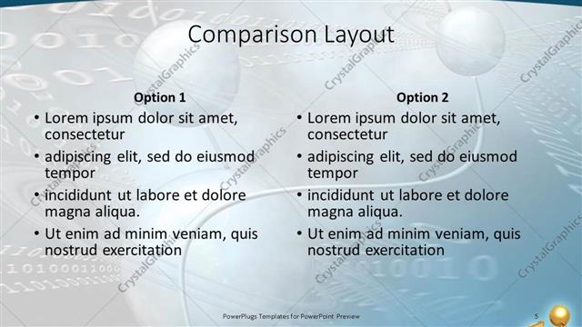 Comparison presentation slide layout