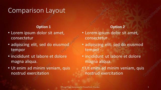Comparison presentation slide layout