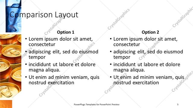 Comparison presentation slide layout