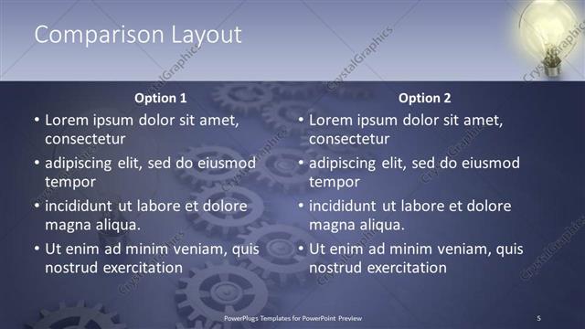 Comparison presentation slide layout