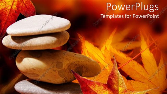  Presentation with zen - A collection of zen stones with leaves in the background