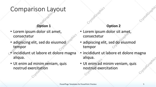 Comparison presentation slide layout