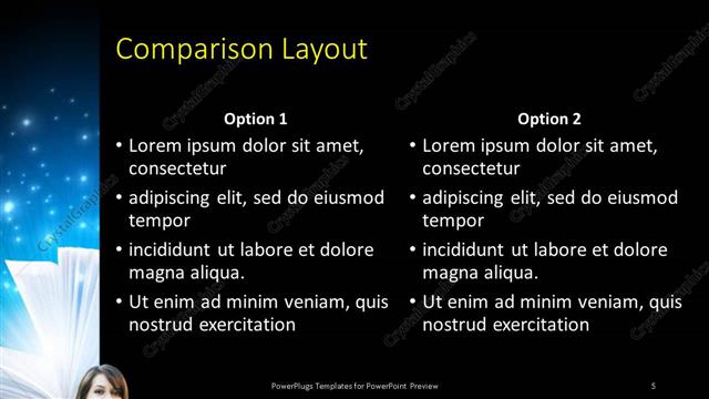 Comparison presentation slide layout