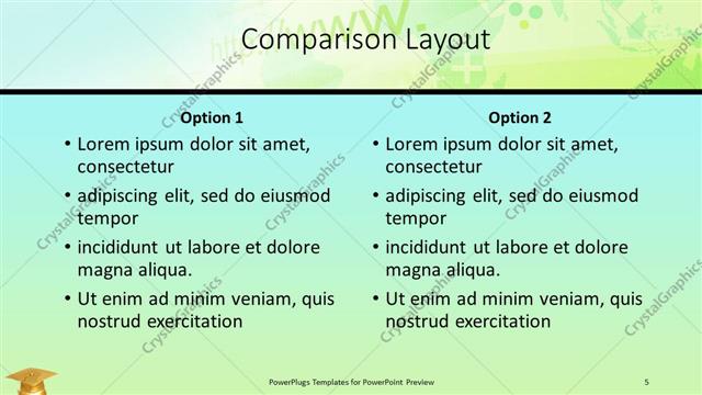 Comparison presentation slide layout