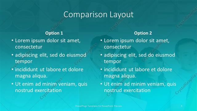 Comparison presentation slide layout