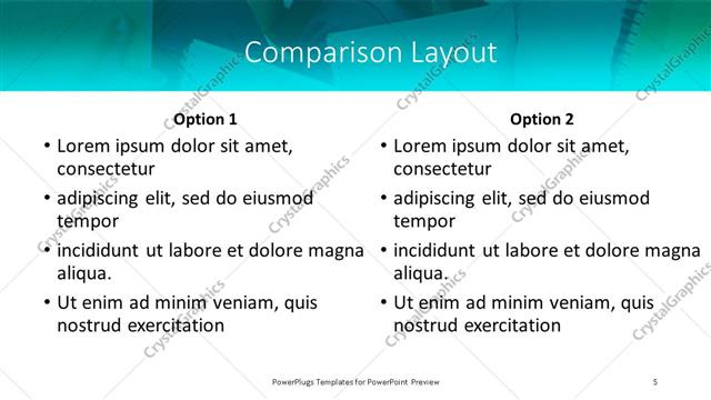 Comparison presentation slide layout