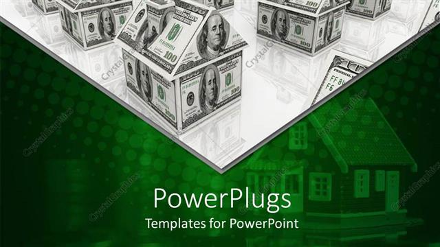  Presentation with real estate - A colony made up of dollar note houses along with their reflection in the bottom