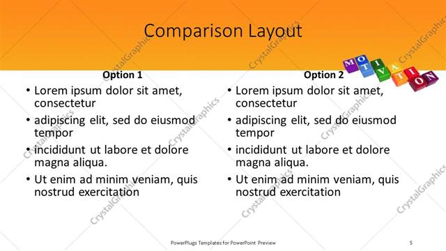 Comparison presentation slide layout