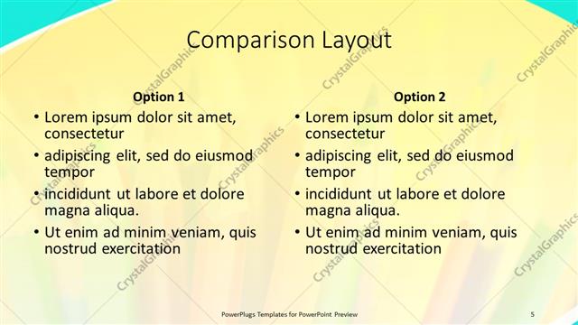 Comparison presentation slide layout