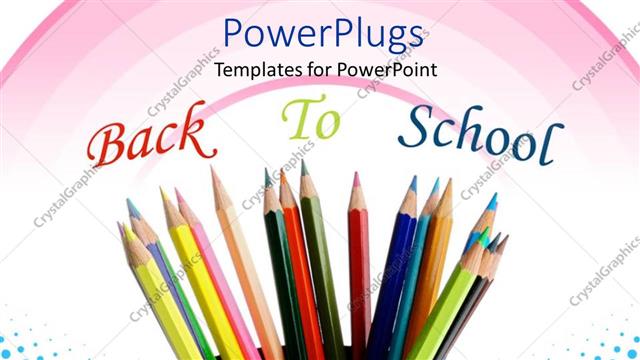  Presentation with back school - Color pencils in pencil holder with Back To School in background