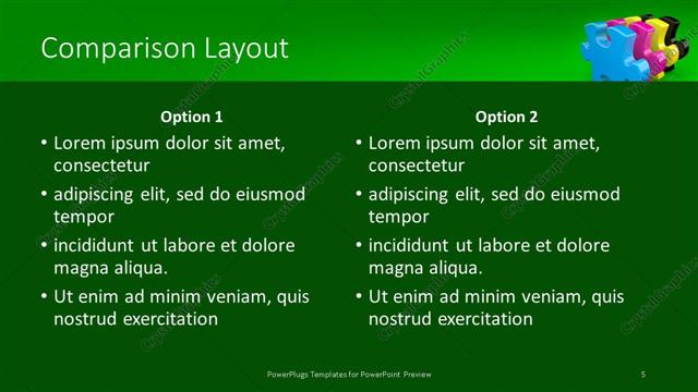 Comparison presentation slide layout