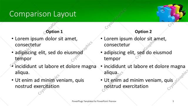 Comparison presentation slide layout