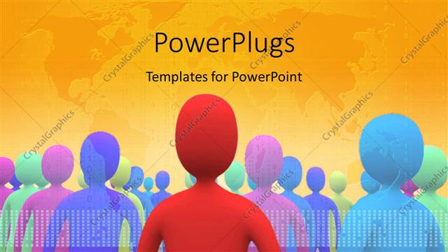  Presentation with community - Colored 3D people over world map depicting different races