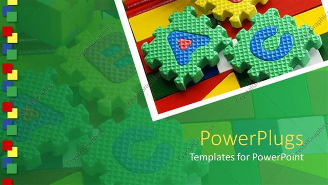  Presentation with abc - Colored ABC blocks on colorful surface in green background