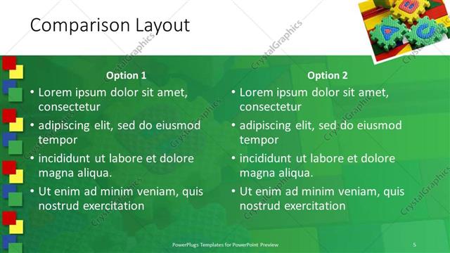 Comparison presentation slide layout