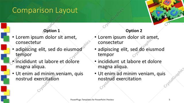 Comparison presentation slide layout