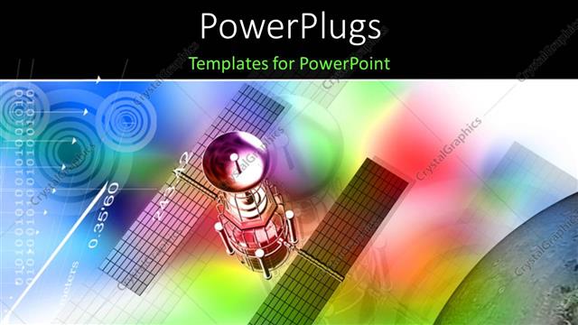  Presentation with satellite - Colored background with digital depiction and satellite in space