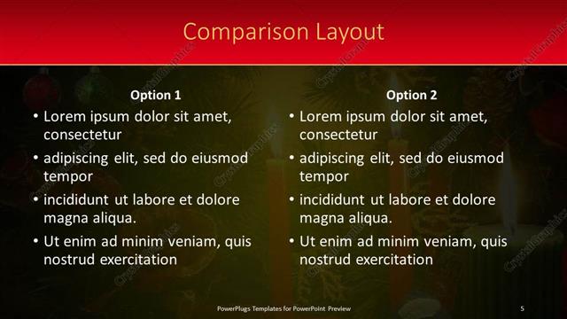 Comparison presentation slide layout