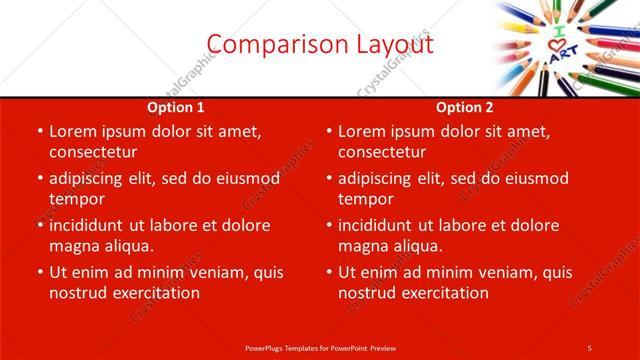 Comparison presentation slide layout