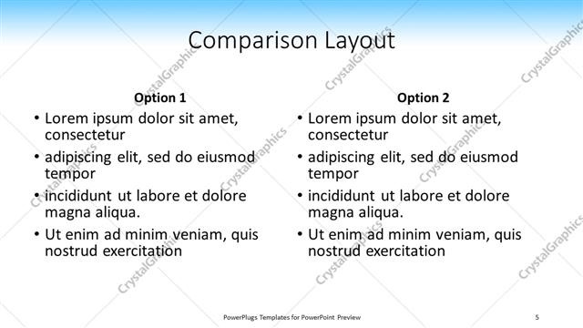 Comparison presentation slide layout