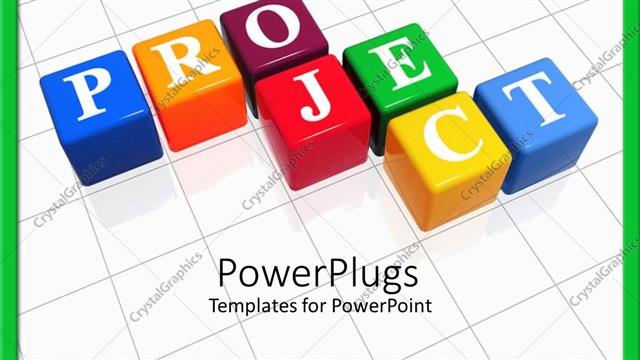  Presentation with project - Colored cubes with text PROJECT form crossword puzzle on white surface