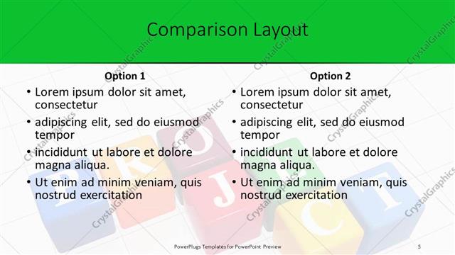 Comparison presentation slide layout