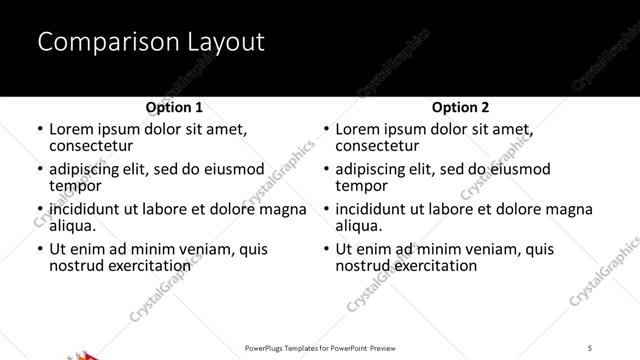 Comparison presentation slide layout