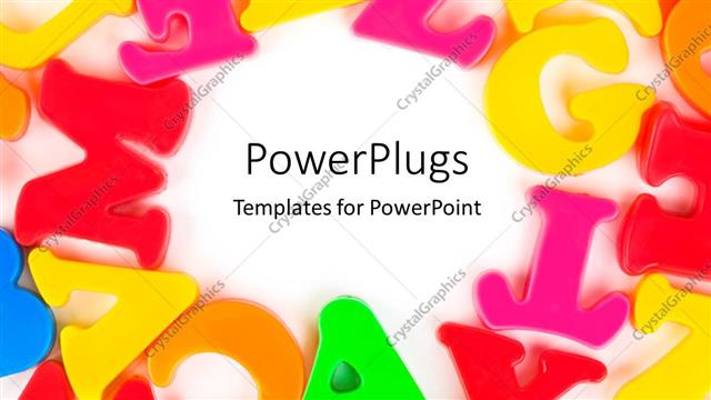  Presentation with white letters - Colored letters arranged in circles on white background