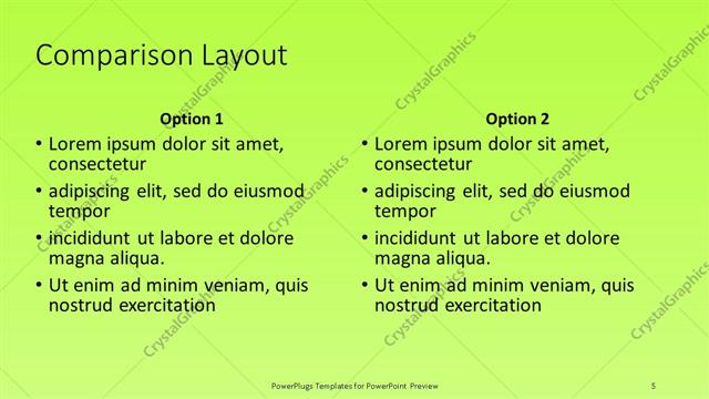 Comparison presentation slide layout