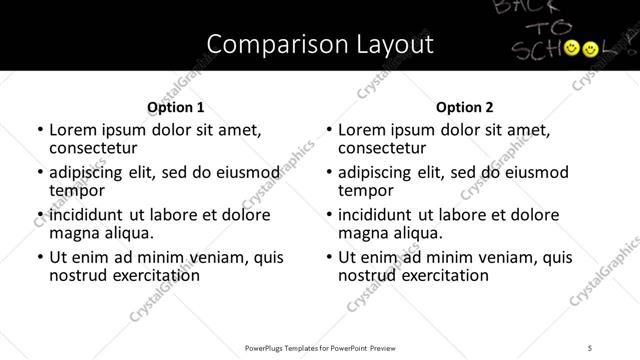 Comparison presentation slide layout