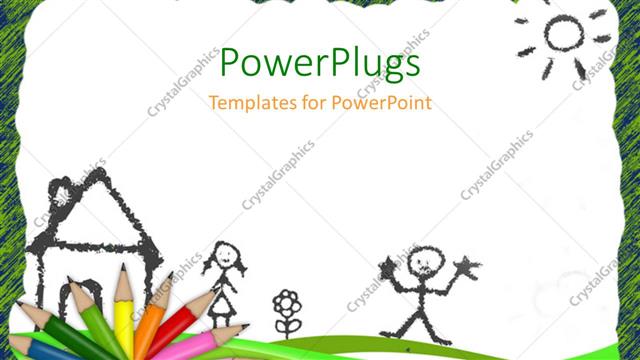  Presentation with color pencils - Colored pencils and drawing depicting kids learning with white color