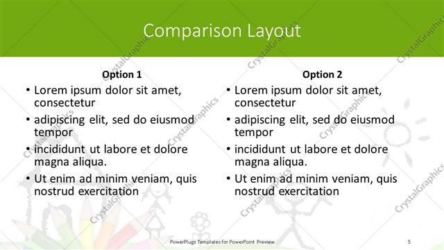 Comparison presentation slide layout