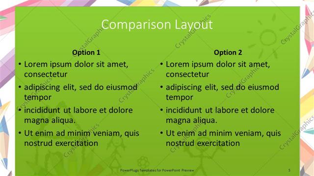 Comparison presentation slide layout